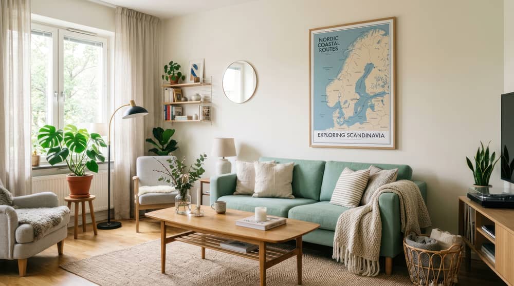 Ein Wohnzimmer mit verschiedenen Accessoires.